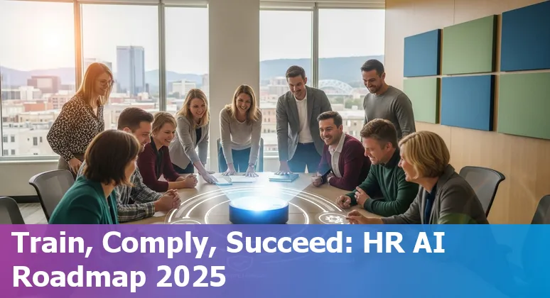 HR professional using AI tools in Chattanooga, Tennessee skyline backdrop, 2025
