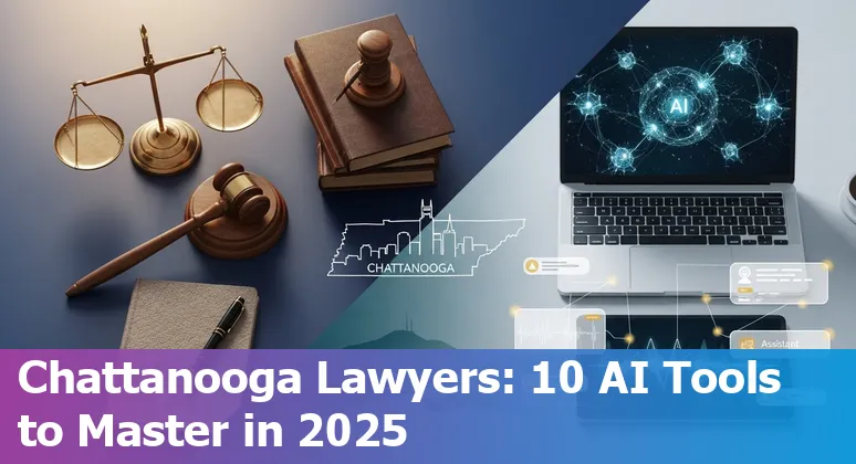 Lawyer using AI tools on laptop with Chattanooga skyline in background