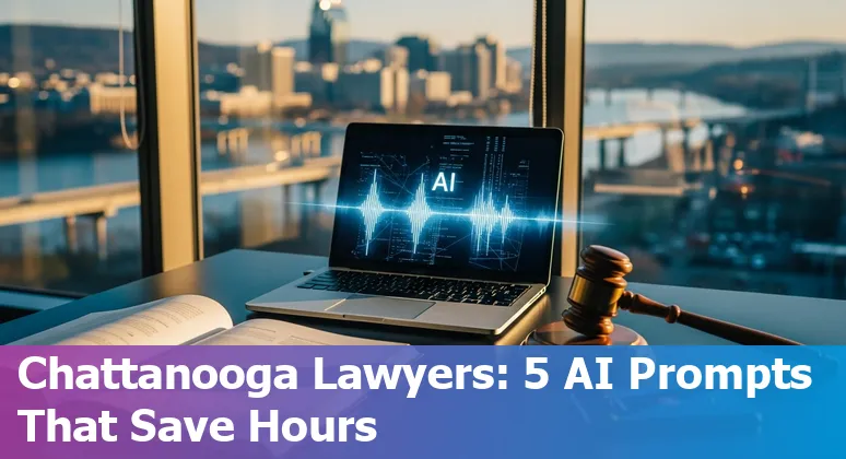 Chattanooga lawyer using AI tools on a laptop with downtown Chattanooga skyline in background