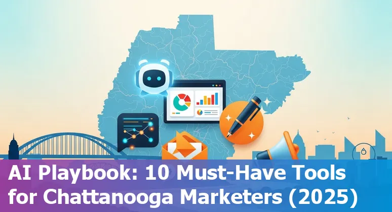 Chattanooga marketer using AI tools on laptop with Lookout Mountain skyline in background