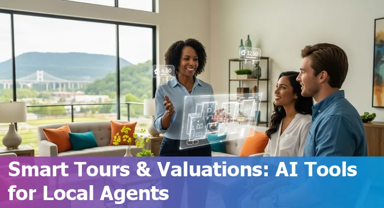 Agent using AI tools on a laptop with a Chattanooga skyline photo in the background