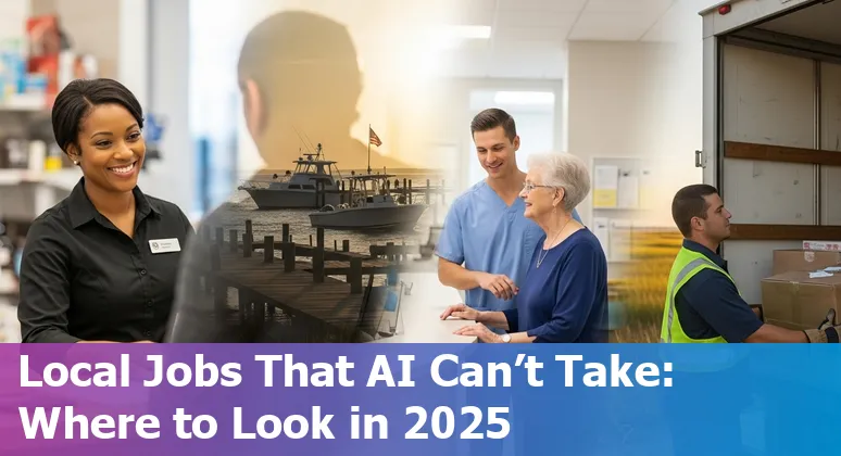 Customer service worker using AI tools in Chesapeake, Virginia office scene
