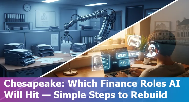 Chesapeake skyline with financial icons and AI automation symbols