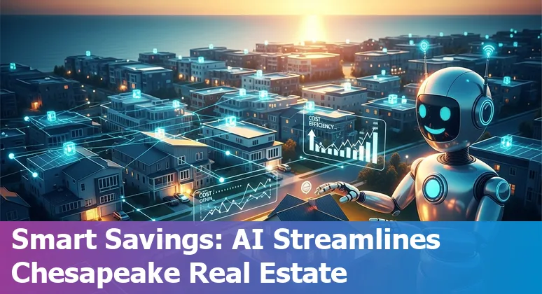 Chesapeake, VA skyline with AI icons showing chatbots, predictive maintenance and smart-building energy savings