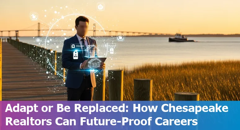 Chesapeake real estate professional using AI tools while reviewing property listings on a laptop