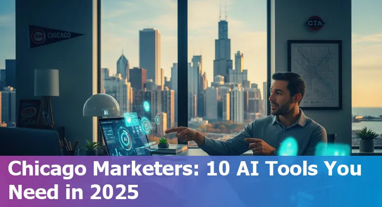 Collage of AI marketing tools logos like Salesforce, HubSpot, Google, Jasper, Adobe, Semrush, Mailchimp, Sprout Social, Canva, ManyChat