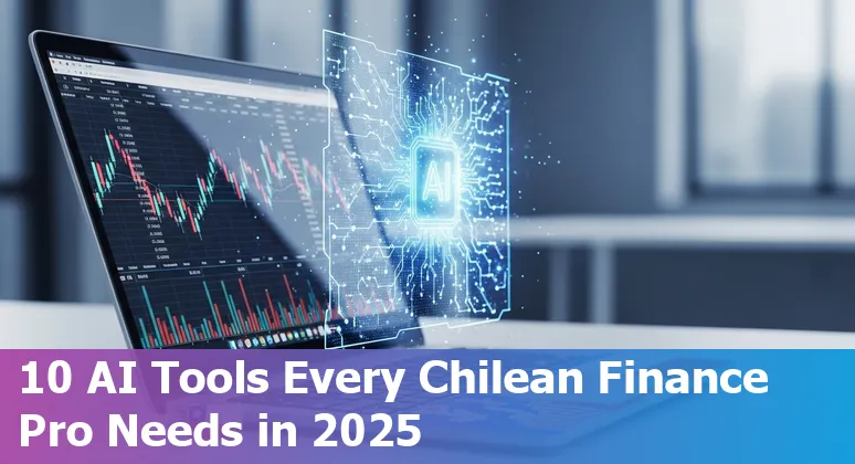 Collage of logos and screenshots of top AI finance tools with a Chilean flag accent