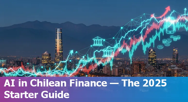 Illustration of AI in Chile financial services 2025 with Santiago skyline and data icons