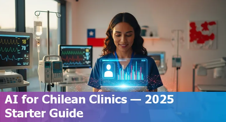 Illustration of AI in Chile healthcare 2025 showing telemedicine, diagnostic imaging, and supercomputing in Chile