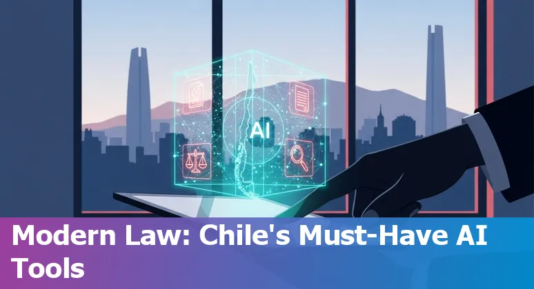 Collage of AI legal tools logos over a map outline of Chile