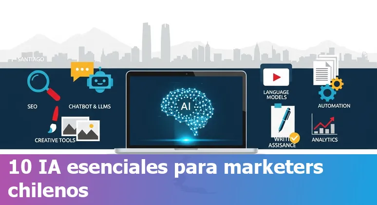 Collage of AI marketing tools logos including ChatGPT, Jasper, HubSpot, SEMrush and MidJourney for Chilean marketers in 2025