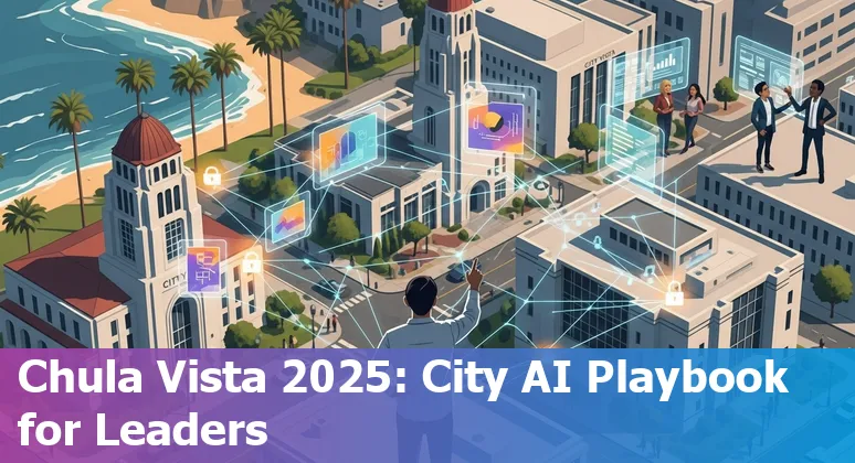 City hall and AI icons over a Chula Vista, California map showing AI adoption in 2025