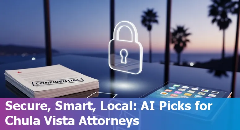 Collage of AI tools logos overlaid on Chula Vista skyline with legal icons