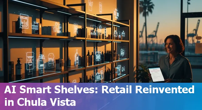 Chula Vista, California retail storefront with AI icons representing personalization, inventory, and tax compliance in 2025