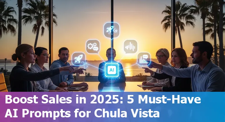 Sales professional in Chula Vista using AI tools Apollo, HubSpot AI, Gong, Clari, and Drift on a laptop.