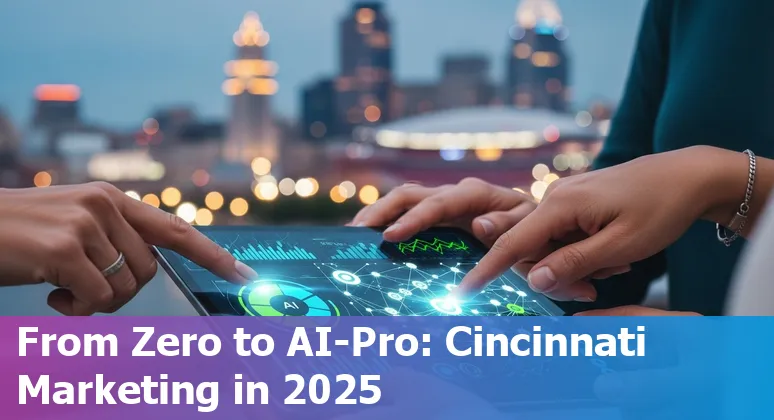 Marketing professional using AI tools at a Cincy AI Week event in Cincinnati, Ohio