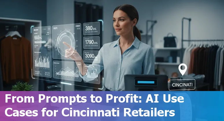 Cincinnati retail storefront with AI icons showing personalization, inventory, and chatbot integrations