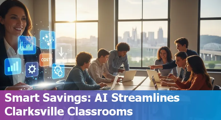 Education company team discussing AI-driven tools in Clarksville, Tennessee classroom setting