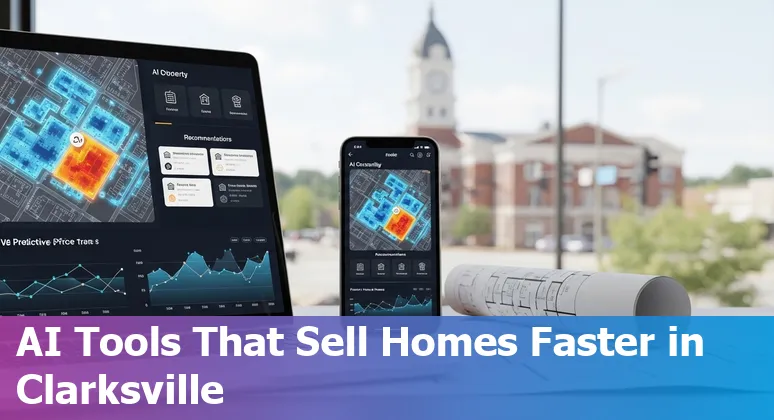 AI tools and a Clarksville, Tennessee property map showing 2025 real estate insights