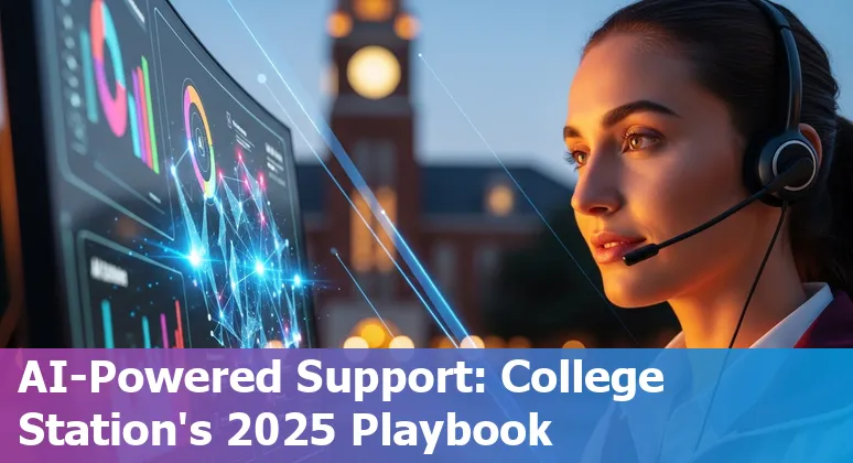 Customer service AI demo at a College Station, Texas, US help desk showing campus integrations and chatbots in 2025