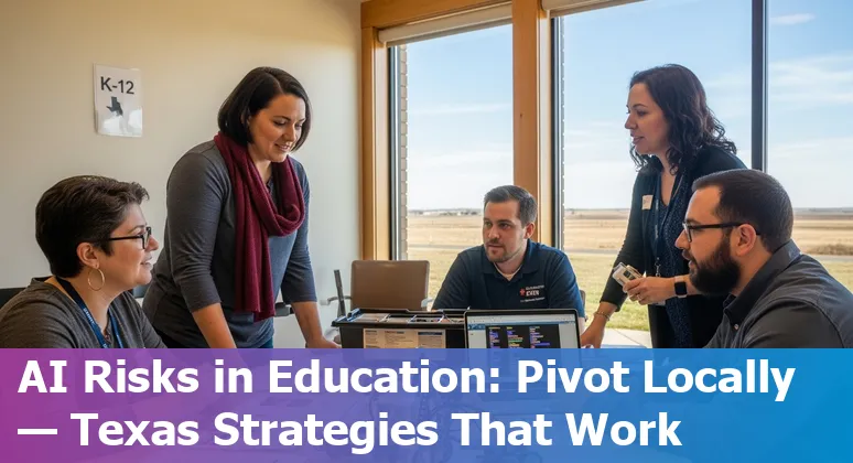 College Station campus and classroom with icons of AI tools and hands-on phlebotomy example