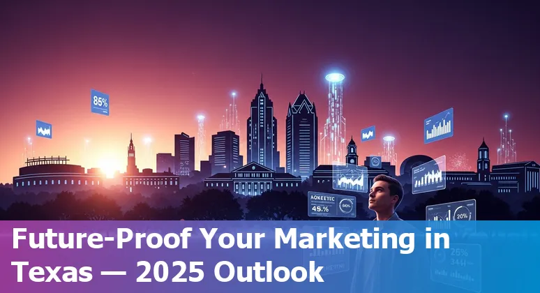 Marketing professional using AI tools in College Station, Texas, US with Texas A&M campus in the background