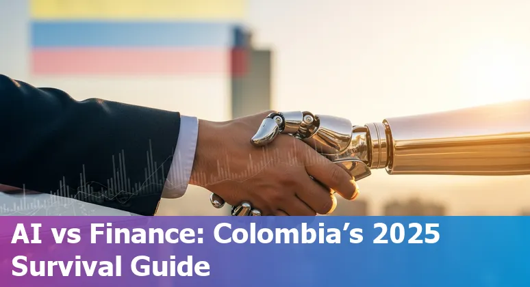 Illustration of AI automating finance tasks with accountants and tools in Bogotá, Colombia