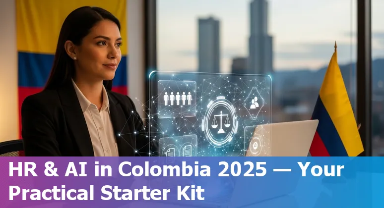 HR professional reviewing AI HR dashboard in Colombia in 2025