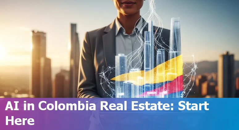 Illustration of AI tools and real estate workflow map for Colombia 2025
