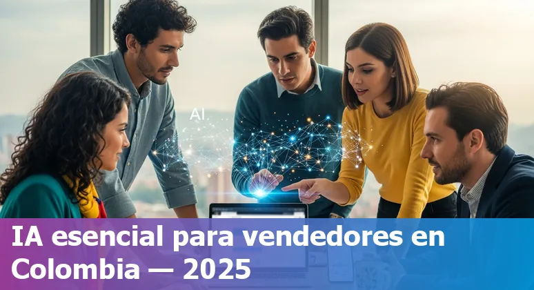 Sales professionals in Colombia using AI tools like ChatGPT and Salesforce on laptops