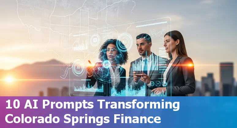 Financial analyst reviewing AI-driven dashboard for Colorado Springs bank with treasury, forecasts and AR aging visuals