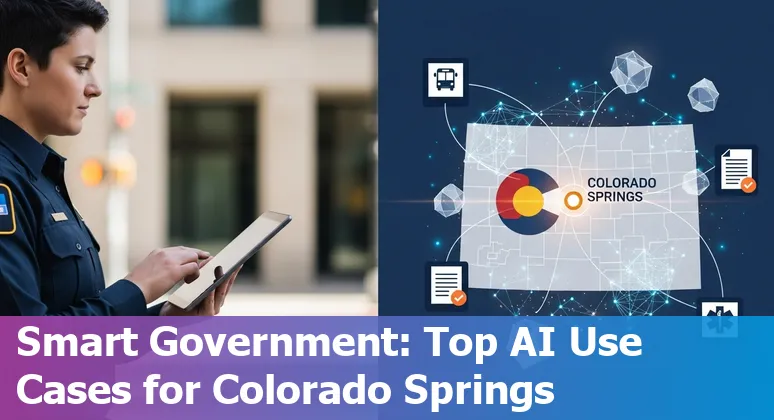 City of Colorado Springs map with icons representing parks (CITYPARKS.ai), robots (Snowbotix), sensors (N5 Sensors), and GenAI governance documents.