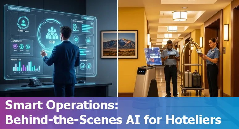 Hotel lobby AI demo screen showing AI concierge and local Colorado Springs, Colorado map in 2025