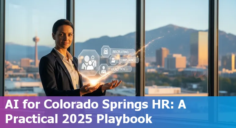 HR professional using AI tools on a laptop in an office in Colorado Springs, Colorado in 2025