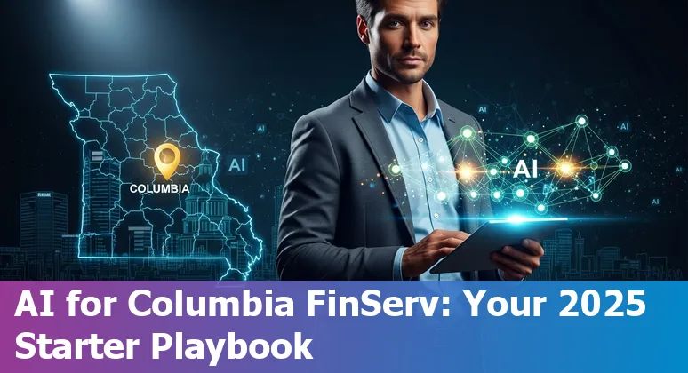 AI in financial services in Columbia, Missouri 2025 — illustration of bank, chatbot, and data analytics