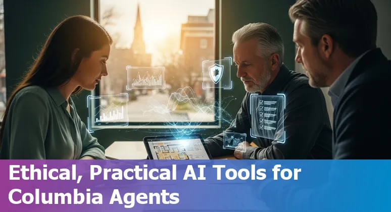 AI-powered real estate tools and Columbia Missouri skyline, 2025