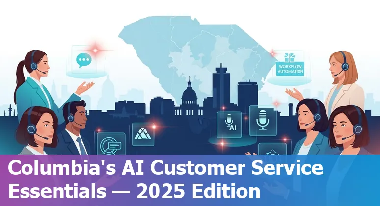 Customer service agent using AI chat tools with icons for Zendesk, Salesforce, Intercom, Trengo, Freshdesk, Ada, Tidio, LivePerson, Sprinklr, HappyFox