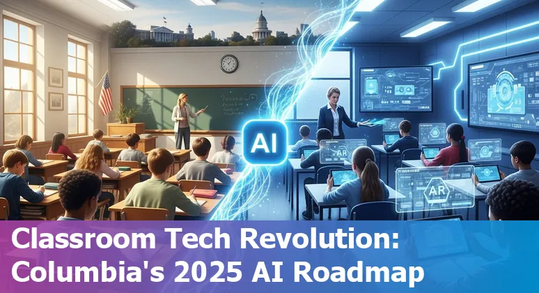 Educators learning about AI at a Columbia, South Carolina symposium with University of South Carolina signage.