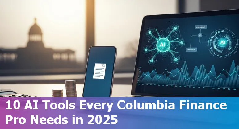 Finance professional using AI tools on laptop showing dashboards for AR/AP, forecasting, and tax compliance in Columbia, SC.