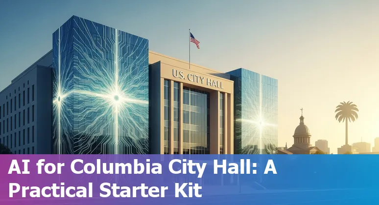 Government officials discussing AI strategy in Columbia, South Carolina with state AI strategy documents on the table