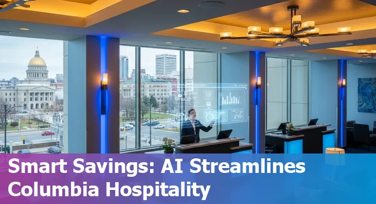 Hotel staff using AI-powered kiosks and dashboards in Columbia, South Carolina hotel to cut costs and improve efficiency