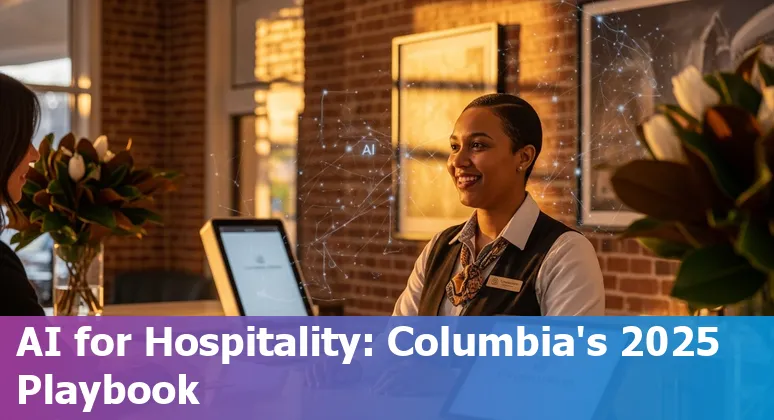 Hotel front desk using AI chat on tablet in Columbia, South Carolina in 2025