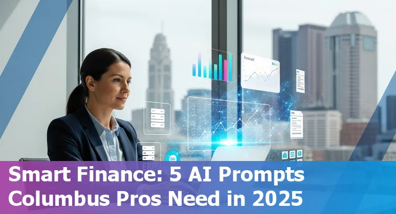 Columbus finance professional using AI prompts on laptop to build pitch deck and cash forecast