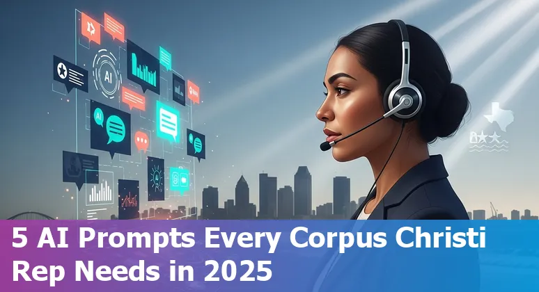 Customer service agent in Corpus Christi using AI prompts on a laptop to draft empathetic responses and follow-up emails.