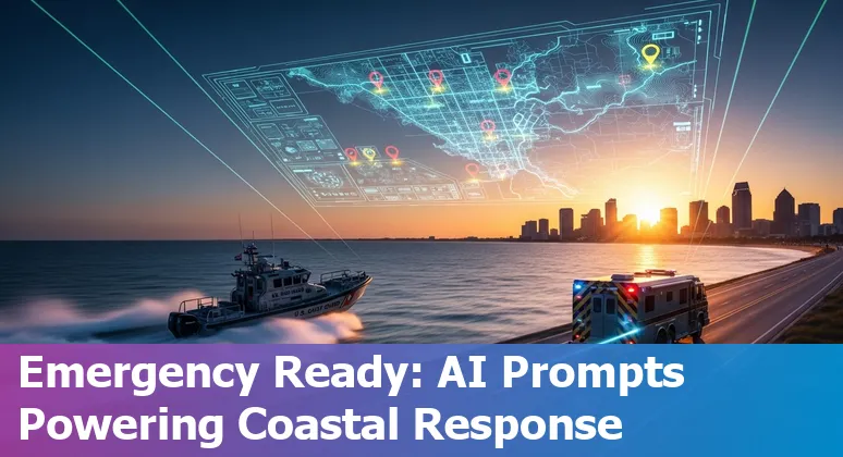 City of Corpus Christi skyline with overlay icons for AI use cases like chatbots, emergency response, sensors, and maps