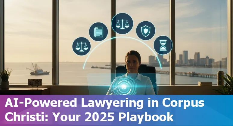 Corpus Christi, Texas lawyer using AI tools on a laptop — 2025 legal tech guide image