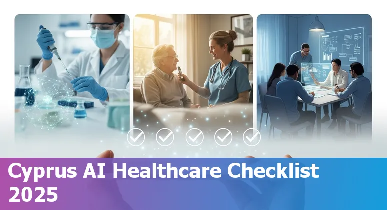 Healthcare team reviewing AI patient dashboard in a Cyprus hospital