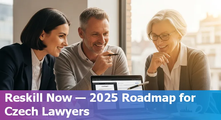 Lawyer using AI tools at a desk in Prague, Czech Republic — 2025 guide to legal jobs and reskilling in the Czech Republic