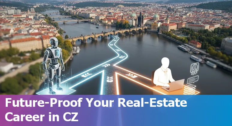 Czech real-estate professionals using AI tools on laptops to adapt skills and workflows