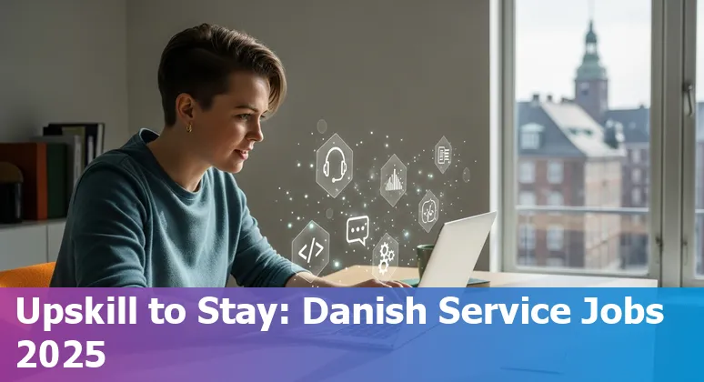 Customer service team and AI interface in Denmark, showing Danish workers adapting to AI in 2025